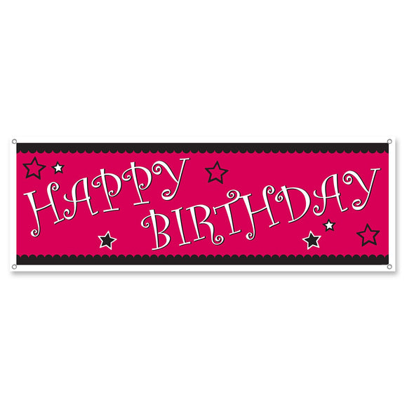 Beistle Happy Birthday Sign Banner 5' x 21 in  (1/Pkg) Party Supply Decoration : Birthday