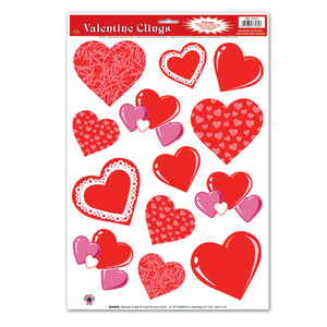 Beistle Heart Clings - Party Supply Decoration for Valentines
