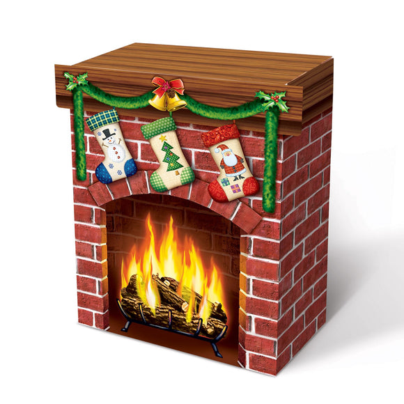 Beistle 3-D Christmas Fireplace Prop - Party Supply Decoration for Christmas / Winter