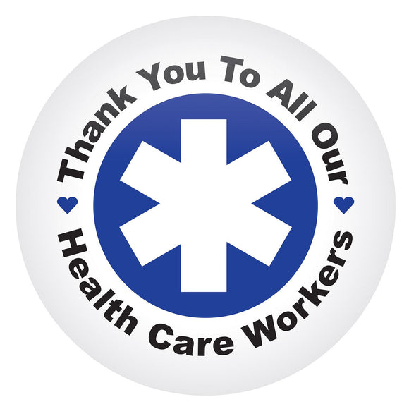 Beistle Thank You To All Our Health Care Workers Button - Party Supply Decoration for Patriotic
