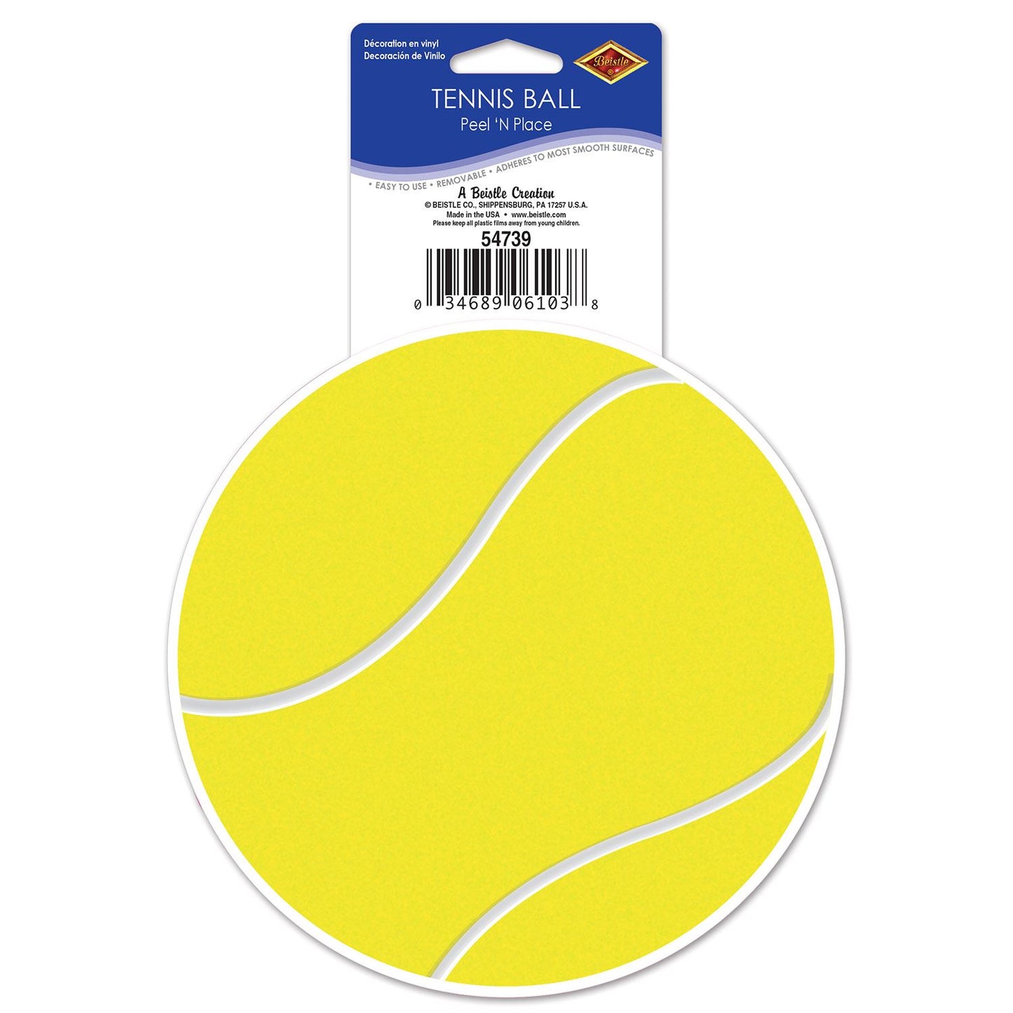 Beistle Tennis Ball Peel 'N Place - Party Supply Decoration for Tennis