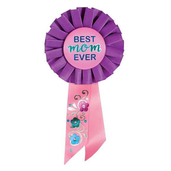 Beistle Best Mom Ever Rosette - Party Supply Decoration for Mothers/Fathers Day
