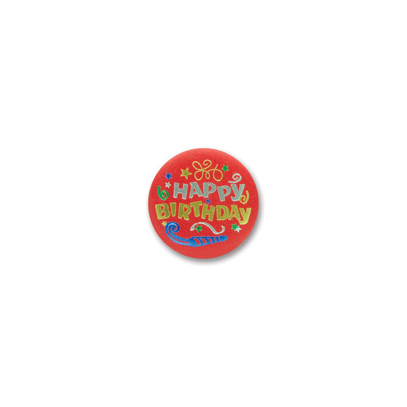 Beistle Happy Birthday Satin Button - Party Supply Decoration for Birthday