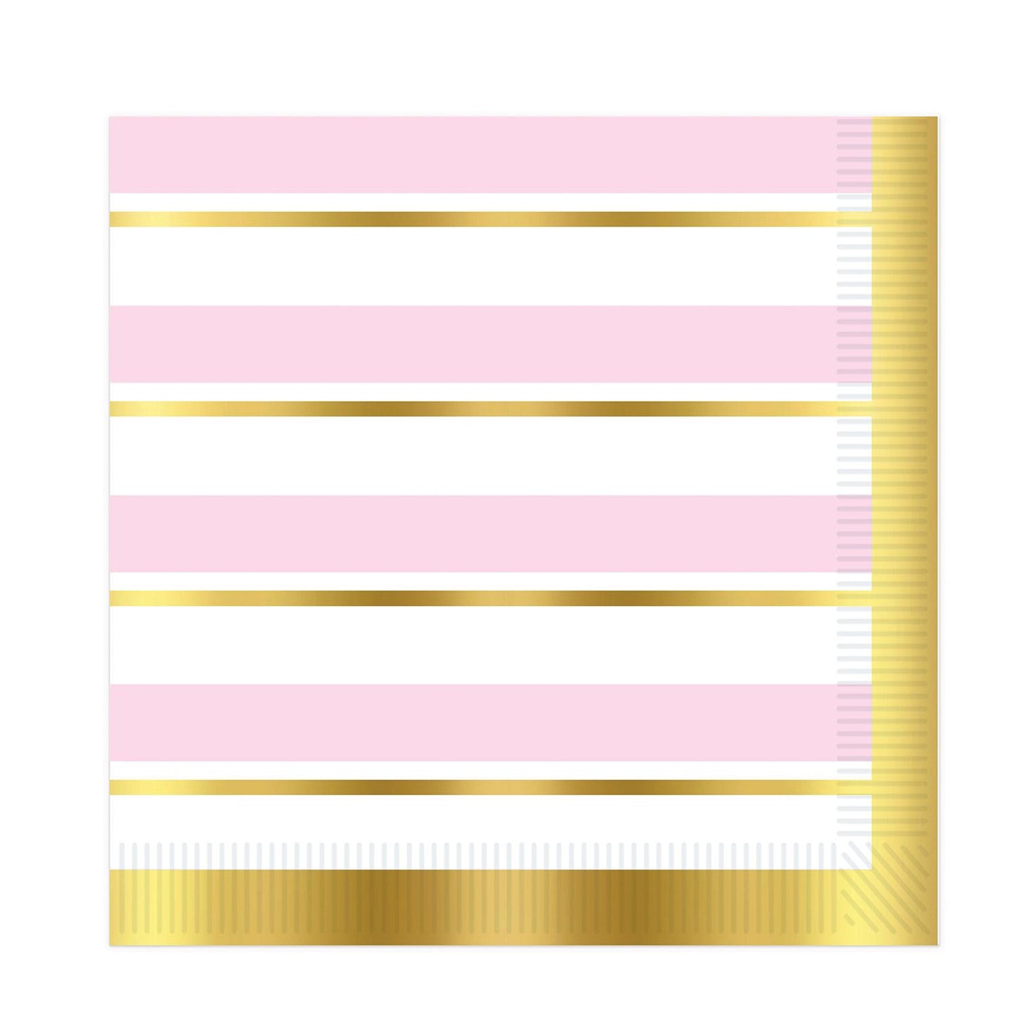 Beistle Striped Luncheon Napkins - Pink, White and Gold - Party Supply Decoration for Baby Shower