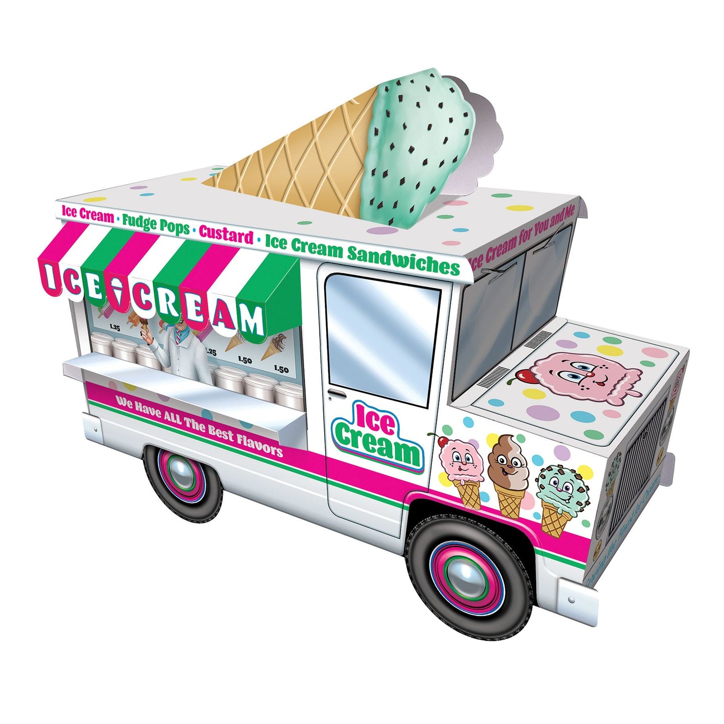 Beistle 3-D Ice Cream Truck Centerpiece   (1/Pkg) Party Supply Decoration : Spring/Summer