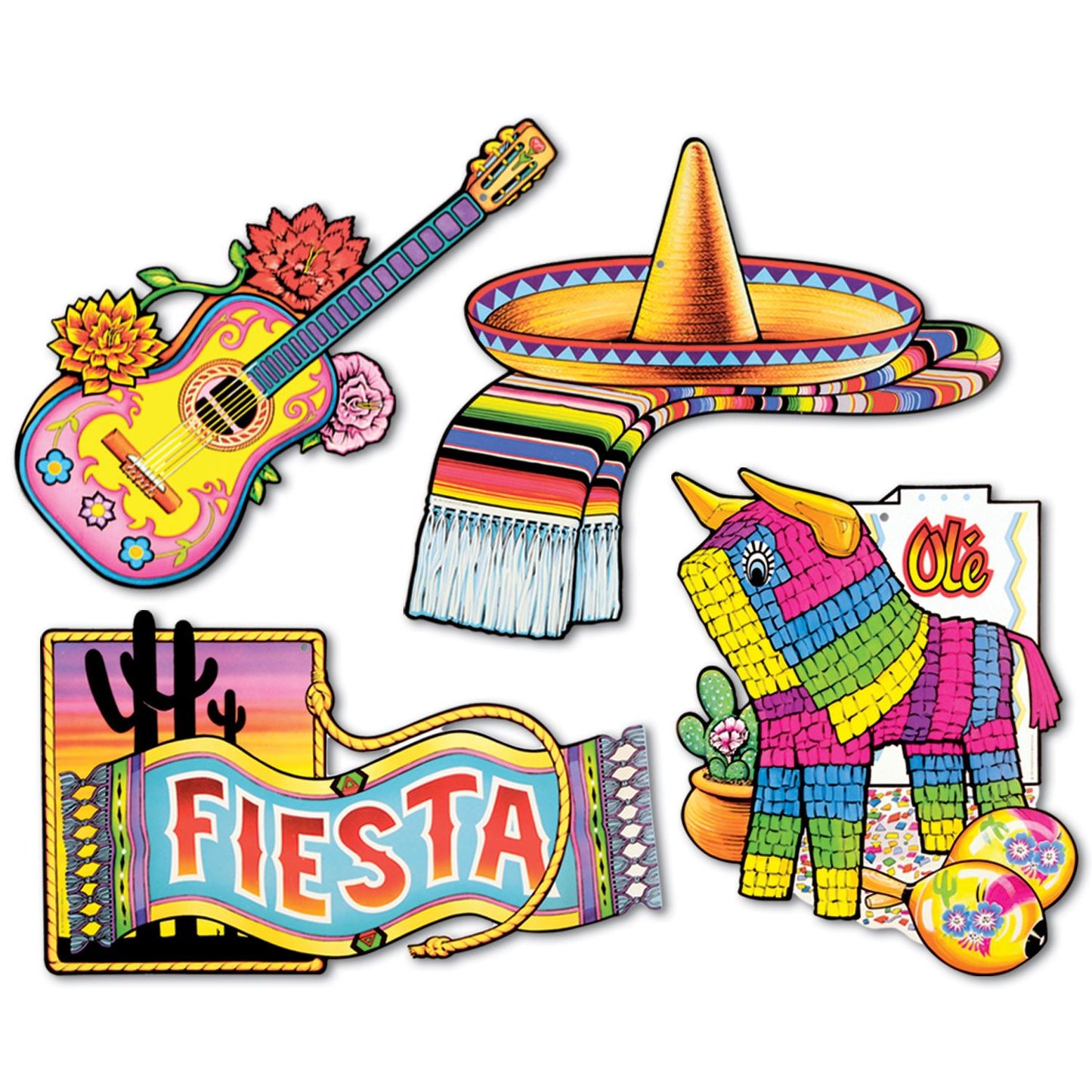 Beistle Fiesta Cutouts (4/pkg)   (4/Pkg) Party Supply Decoration : Fiesta/Cinco de Mayo