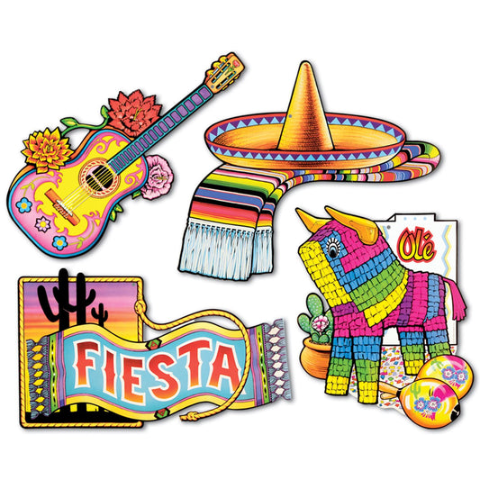 Beistle Fiesta Cutouts (4/pkg)   (4/Pkg) Party Supply Decoration : Fiesta/Cinco de Mayo