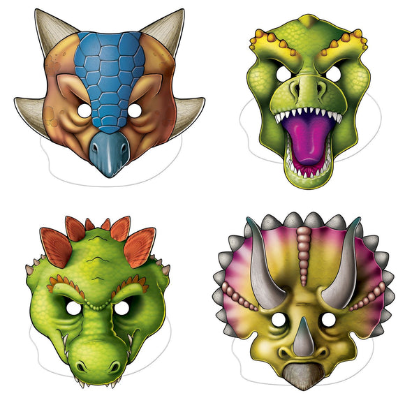 Beistle Dinosaur Masks - Party Supply Decoration for Dinosaurs