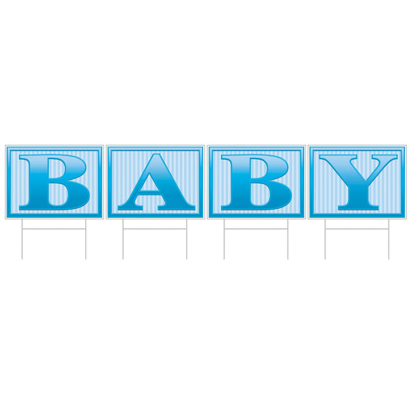 Beistle All Weather  in Baby in  Yard Sign - Blue 110.5 in  x 6' (1/Pkg) Party Supply Decoration : Baby Shower