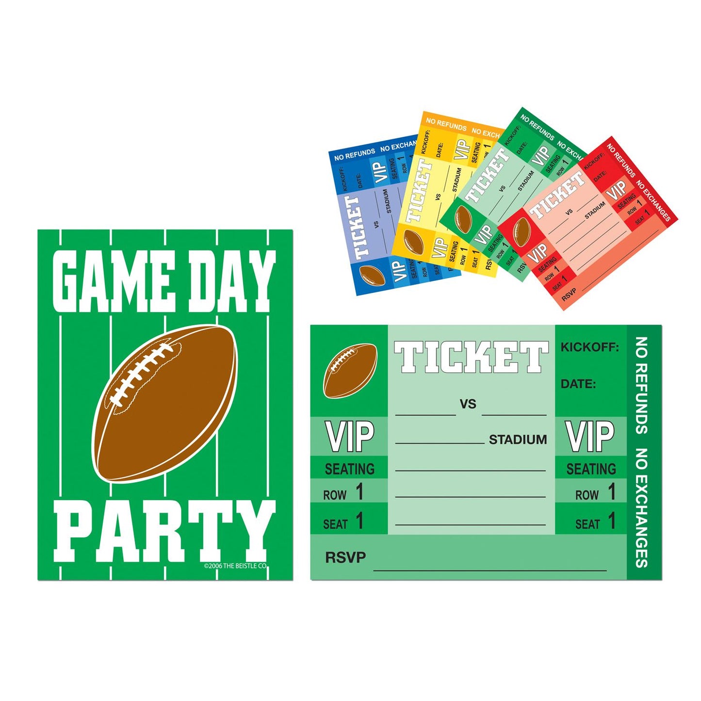 Beistle Game Day Football Invitations (8/pkg) - Party Supply Decoration for Football