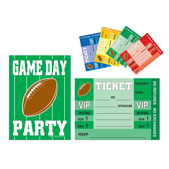 Beistle Game Day Football Invitations (8/pkg) - Party Supply Decoration for Football
