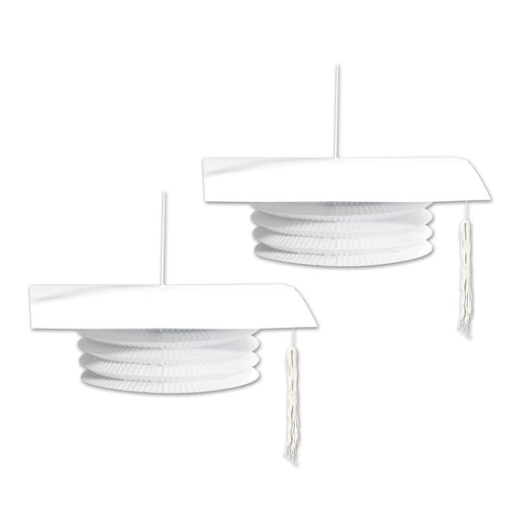 Beistle White Graduation Cap Paper Lanterns (2 Per Package) - Party Supply Decoration for Graduation