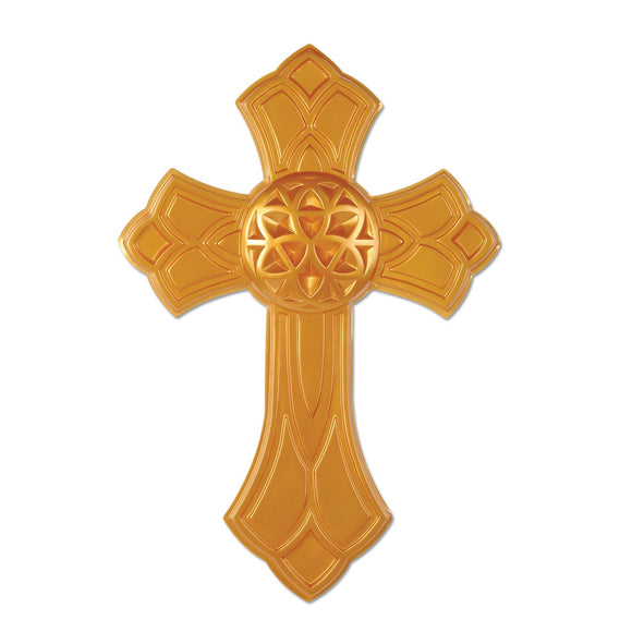 Beistle Gold Plastic Cross - Party Supply Decoration for Religious