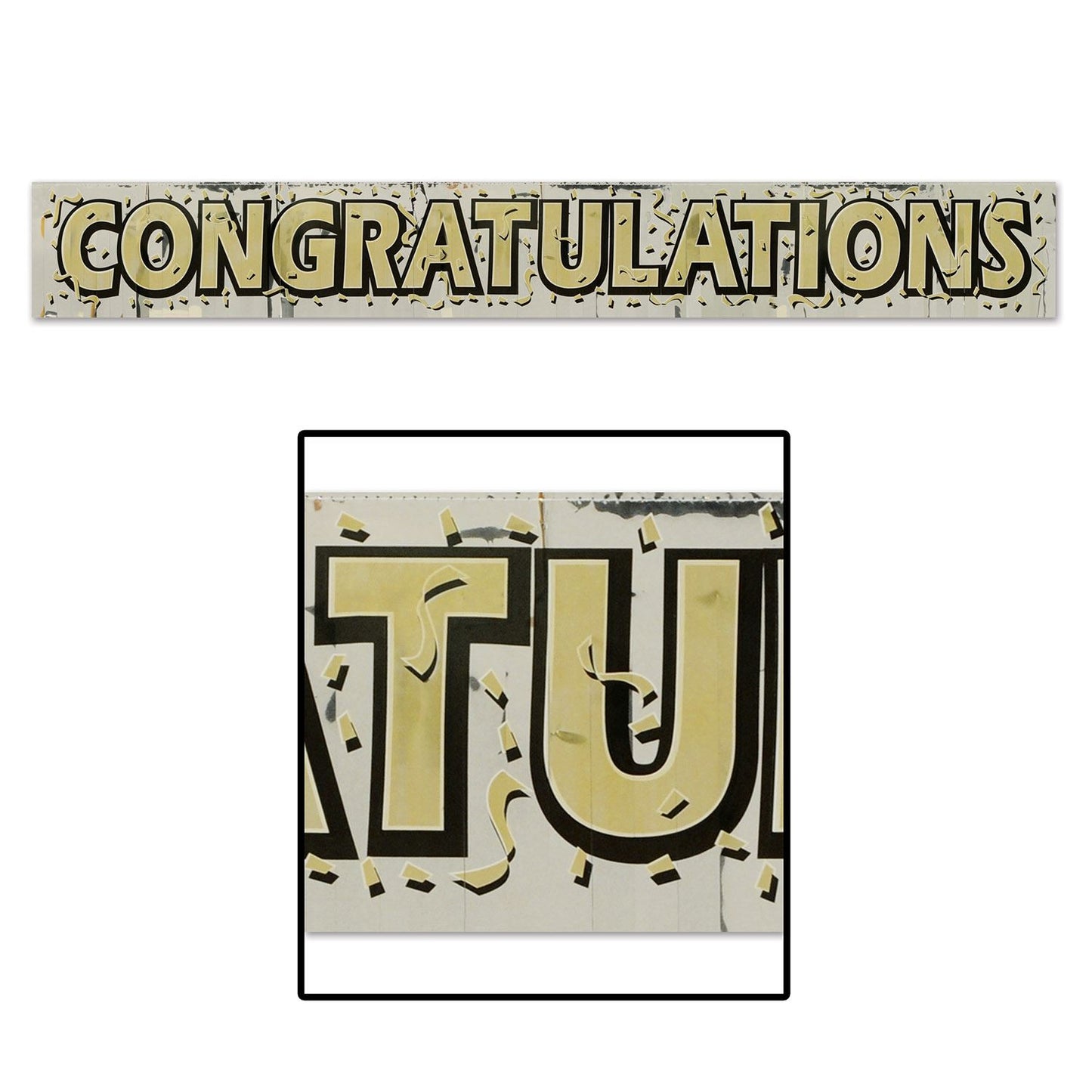 Beistle Metallic Congratulations Banner 8 in  x 5' (1/Pkg) Party Supply Decoration : Anniversary