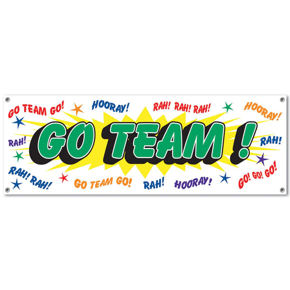 Beistle Go Team! Sign Banner 5' x 21 in  (1/Pkg) Party Supply Decoration : Sports