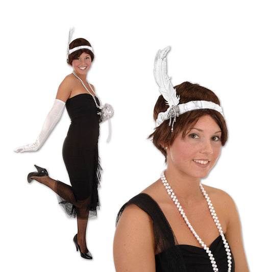 Beistle White Flapper Headband  (1/Pkg) Party Supply Decoration : 20's