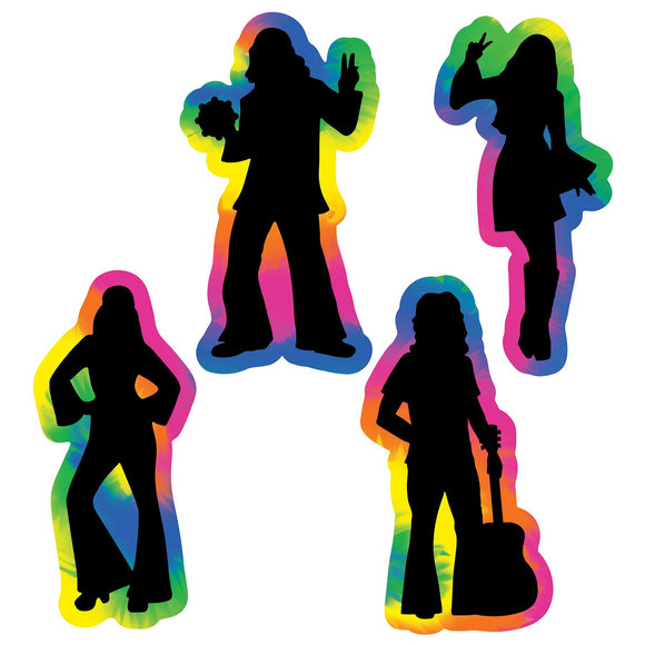 Beistle 60's Hippie Silhouettes - Party Supply Decoration for 60's