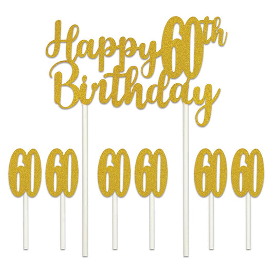 Beistle Happy "60th" Birthday Cake Topper - Party Supply Decoration for Birthday