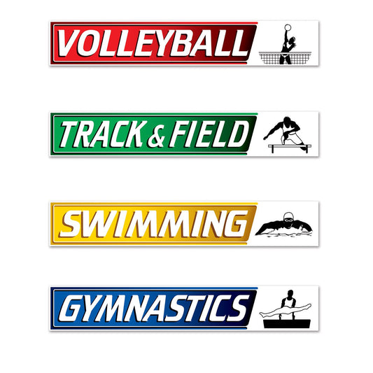 Beistle Summer Sports Street Sign Cutouts 4 in  x 24 in  (4/Pkg) Party Supply Decoration : Sports