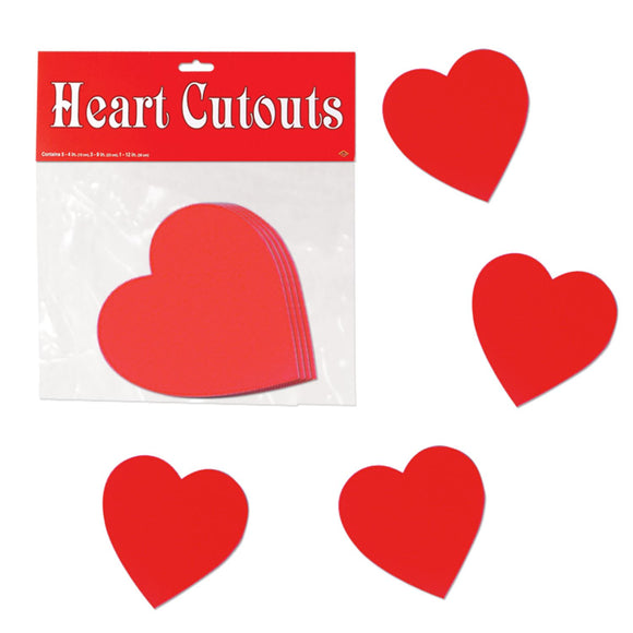 Beistle Red Heart Cutouts (10/Pkg) 4 in  (10/Pkg) Party Supply Decoration : Valentines