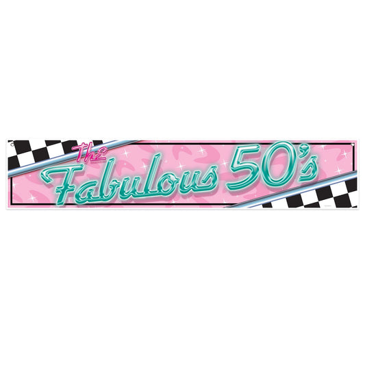 Beistle All Weather The Fabulous 50's Banner 12 in  x 5' (1/Pkg) Party Supply Decoration : 50's/Rock & Roll