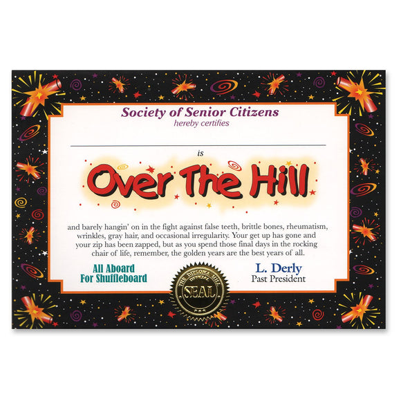 Beistle Over The Hill Certificate - Party Supply Decoration for Over-The-Hill