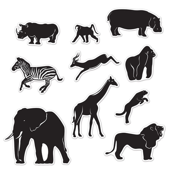 Beistle Jungle Animal Silhouettes - Party Supply Decoration for Jungle