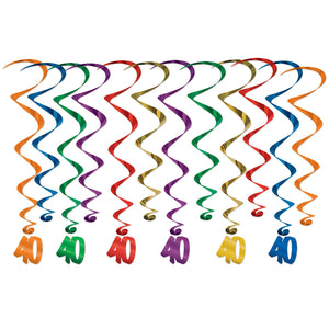 Beistle '40' Whirls - 12 Piece - Party Supply Decoration for Birthday