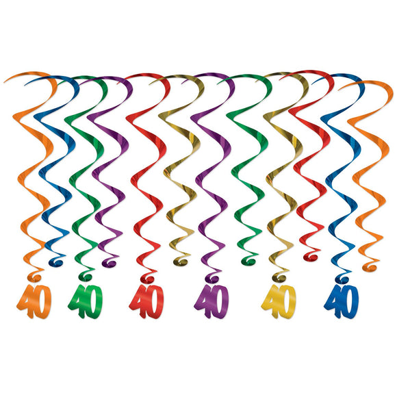 Beistle '40' Whirls - 12 Piece - Party Supply Decoration for Birthday