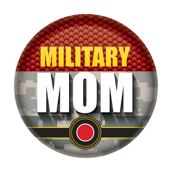 Beistle Military Mom Button - Party Supply Decoration for Patriotic