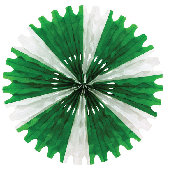 Beistle Green and White Art-Tissue Fan - Party Supply Decoration for St. Patricks