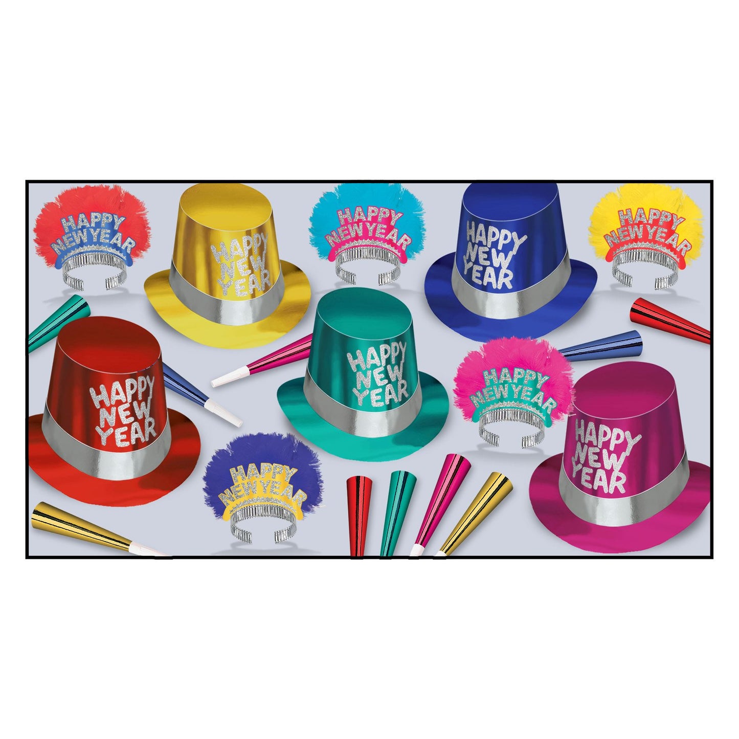 Beistle The Monte Carlo New Year Assortment (for 10 people) - Party Supply Decoration for New Years