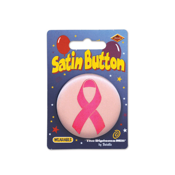 Beistle Pink Ribbon Satin Button - Party Supply Decoration for Pink Ribbon