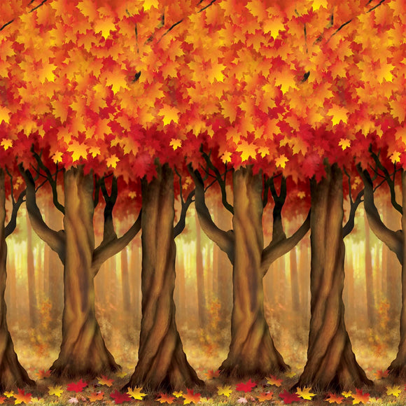 Beistle Fall Trees Backdrop 4' x 30' (1/Pkg) Party Supply Decoration : Thanksgiving/Fall