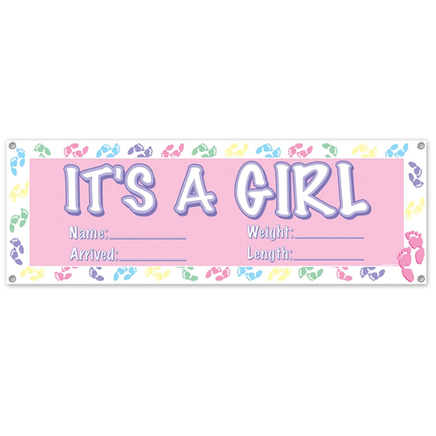 Beistle It's A Girl Sign Banner 5' x 21 in  (1/Pkg) Party Supply Decoration : Baby Shower