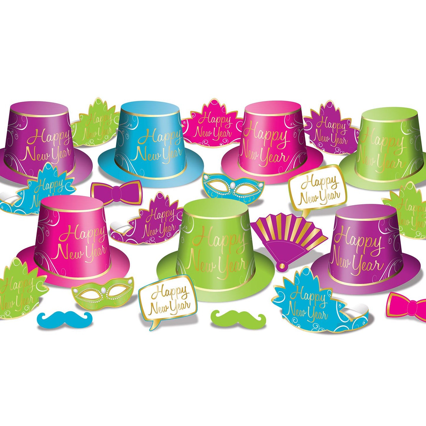 Beistle Simply Paper New Year Asst for 50 - Party Supply Decoration for New Years