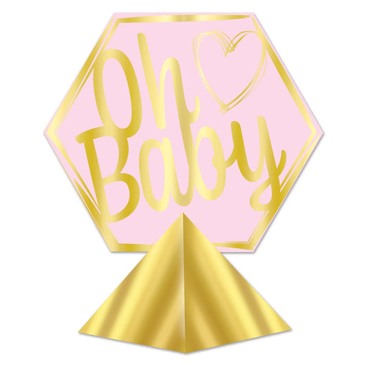 Beistle 3-D Foil Oh Baby Centerpiece - Pink   (1/Pkg) Party Supply Decoration : Baby Shower