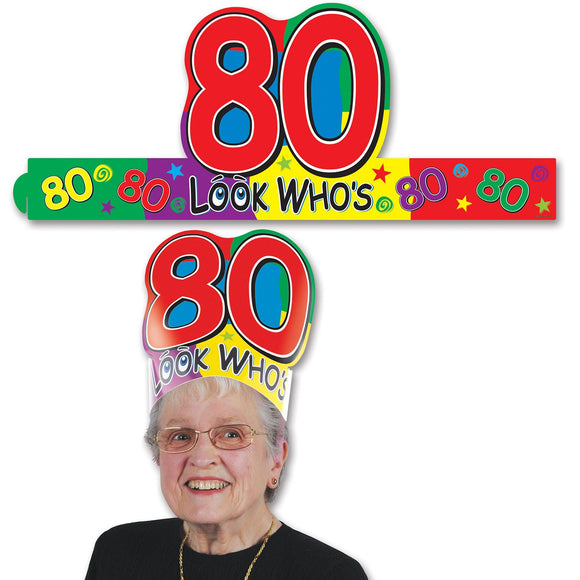 Beistle Look Who's 80 Headband   Party Supply Decoration : Birthday-Age Specific