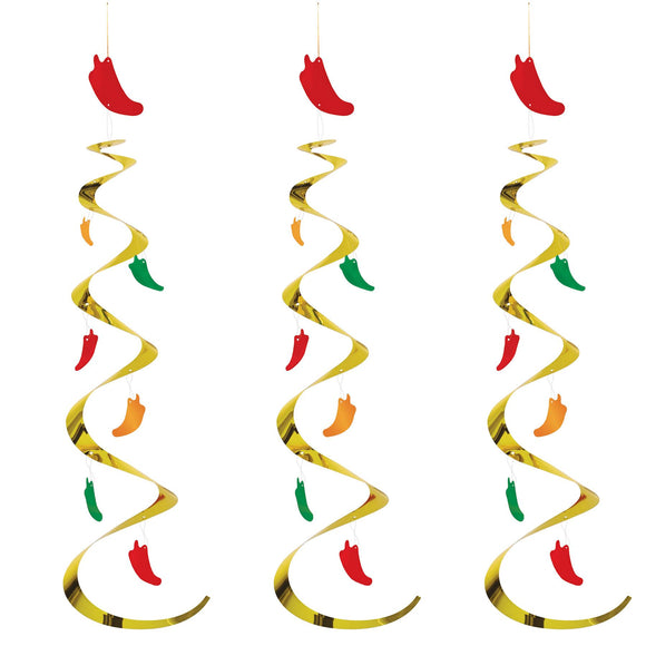Beistle Chili Pepper Whirls (3/pkg) - Party Supply Decoration for Fiesta / Cinco de Mayo
