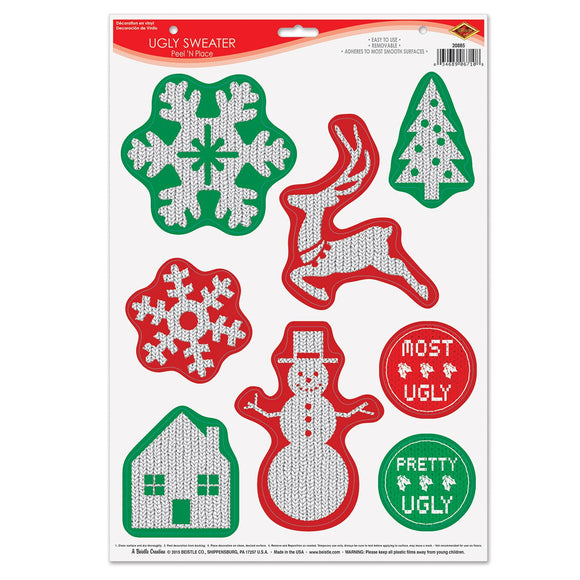Beistle Ugly Sweater Peel 'N Place - Party Supply Decoration for Christmas / Winter