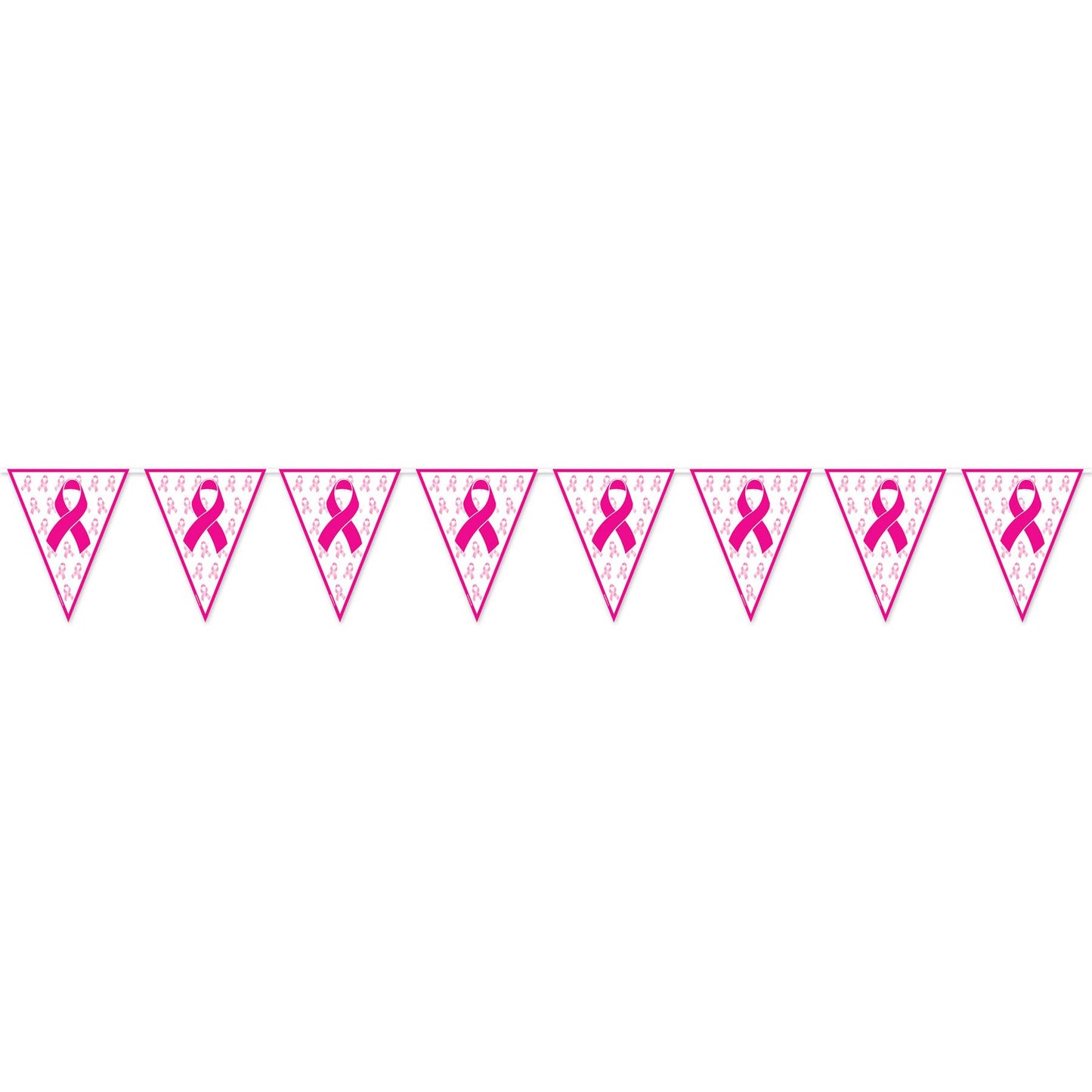 Beistle Pink Ribbon Pennant Banner 11 in  x 12' (1/Pkg) Party Supply Decoration : Pink Ribbon