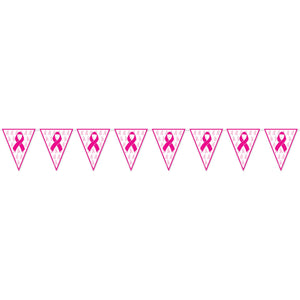 Beistle Pink Ribbon Pennant Banner 11 in  x 12' (1/Pkg) Party Supply Decoration : Pink Ribbon