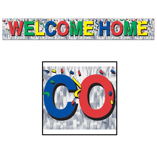 Beistle Metallic Welcome Home Banner 8 in  x 5' (1/Pkg) Party Supply Decoration : General Occasion