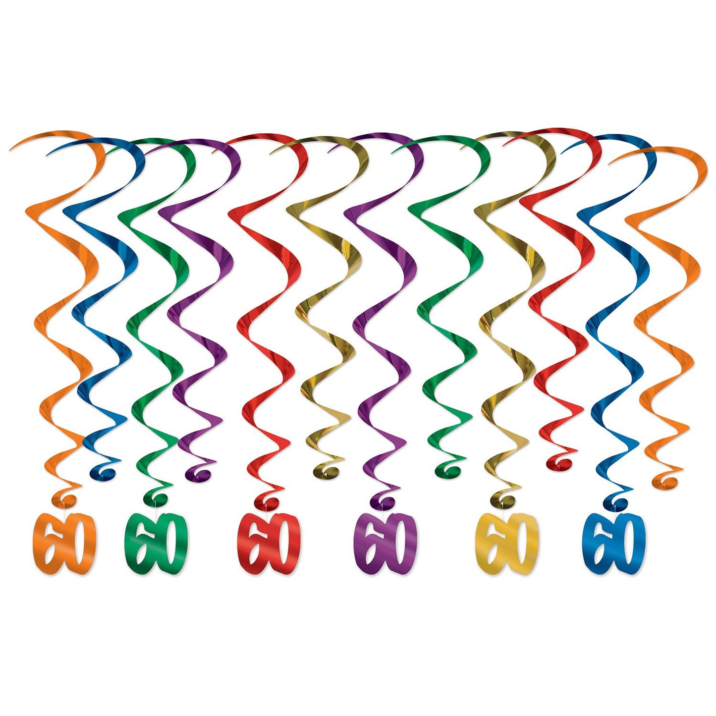 Beistle '60' Whirls - 12 Piece - Party Supply Decoration for Birthday