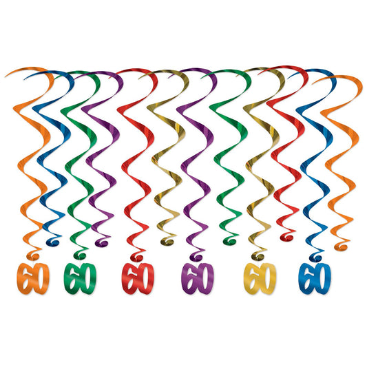 Beistle '60' Whirls - 12 Piece - Party Supply Decoration for Birthday