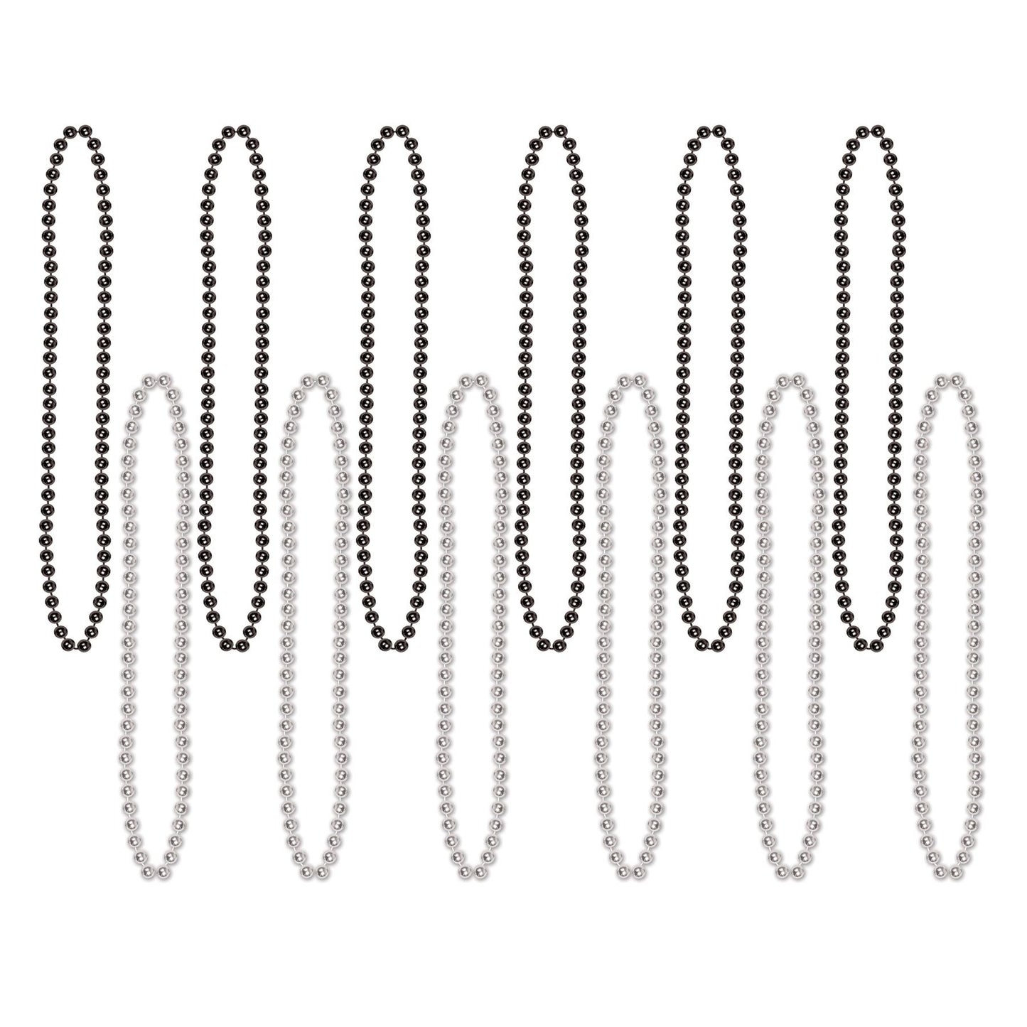 Beistle Black and Silver Party Beads (12/pkg) - Party Supply Decoration for General Occasion