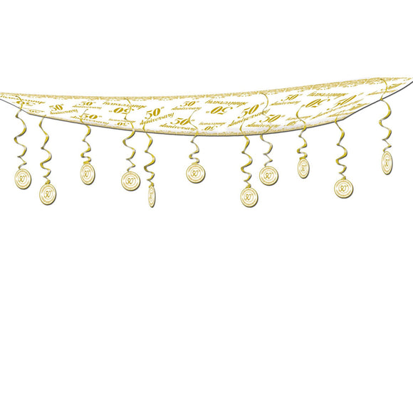 Beistle 50th Anniversary Ceiling Decoration - Party Supply Decoration for Anniversary