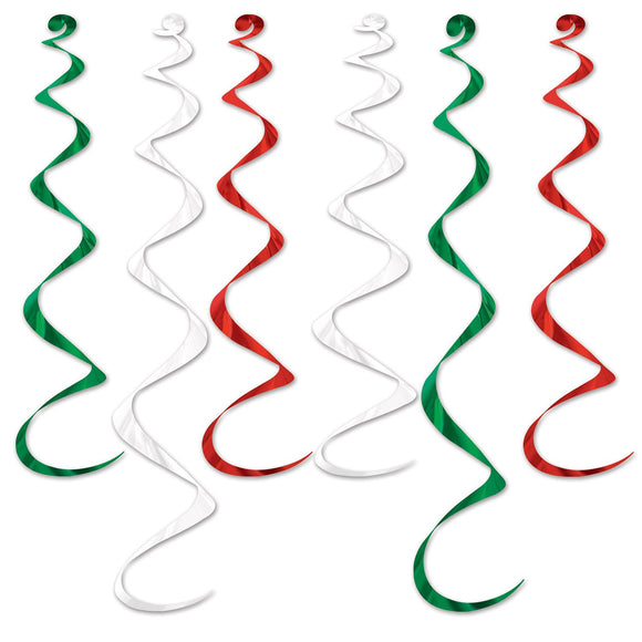 Beistle Twirly Whirlys Red, White and Green - Party Supply Decoration for General Occasion