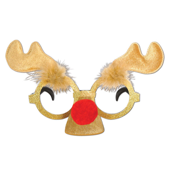 Beistle Glittered Reindeer Glasses (1/pkg) - Party Supply Decoration for Christmas / Winter