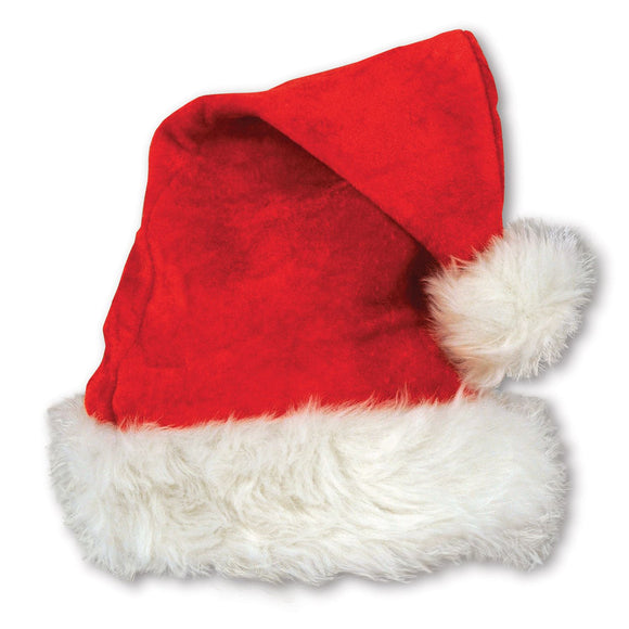 Beistle Red Velvet Santa Hat with Plush Trim  (1/Card) Party Supply Decoration : Christmas/Winter